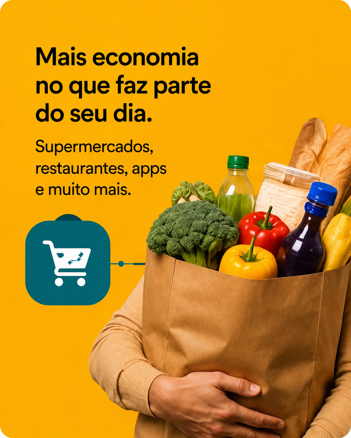 Mais economia em supermercados, restaurantes, aplicativos e outras marcas parceiras